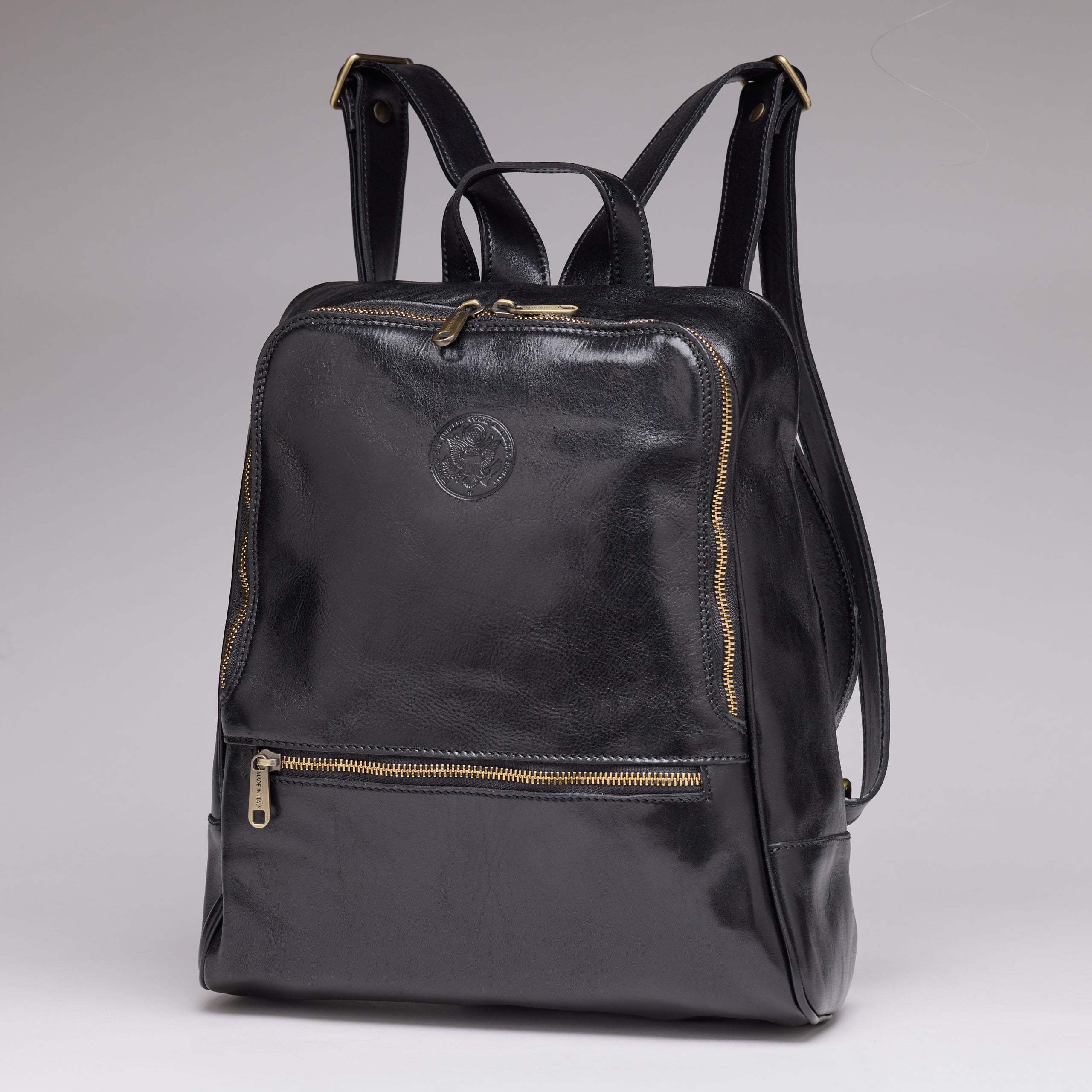 backpack italian leather Urban - Black Italian Leather Backpack | Grained