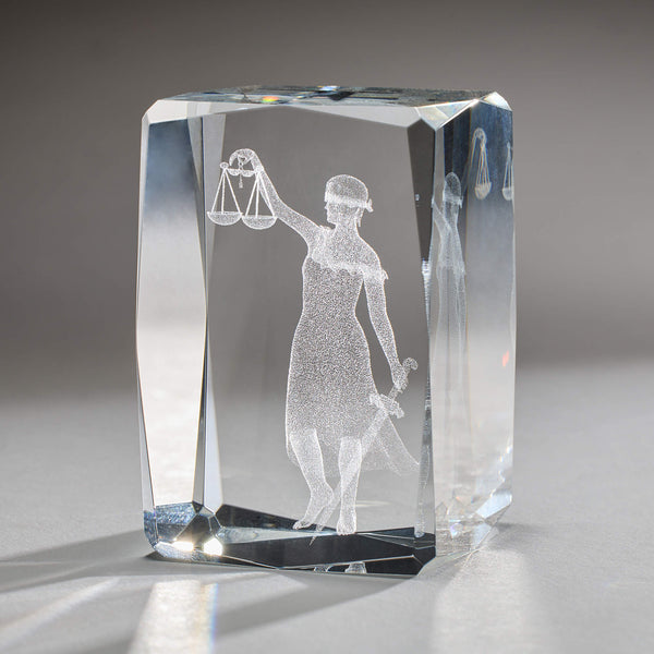 Crystal Lady Justice Paperweight, Large