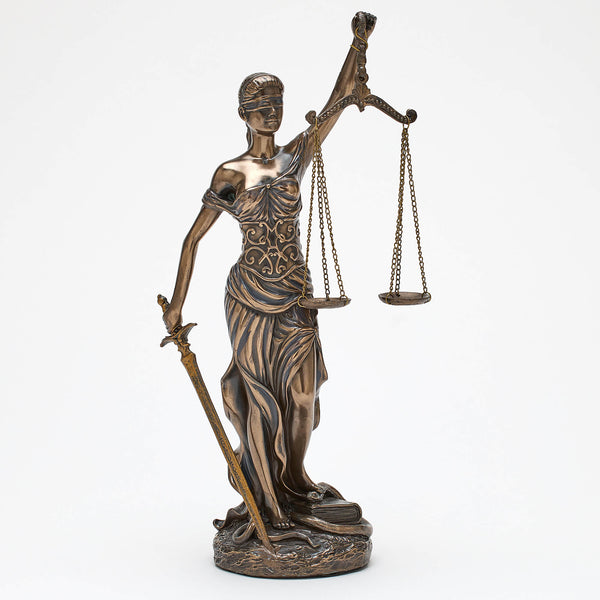 12" Lady Justice Statue, Bronze Resin