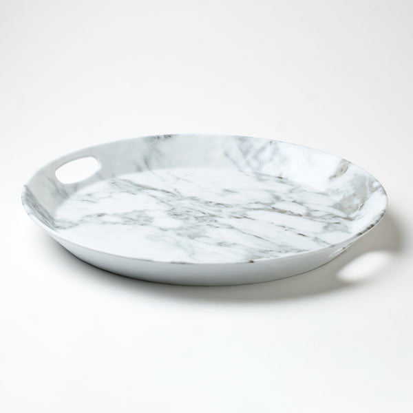 White Marble Serving Tray - Round
