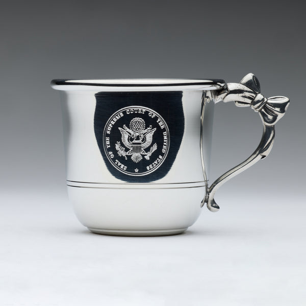 Bow Handle Pewter Baby Cup Supreme Court Seal