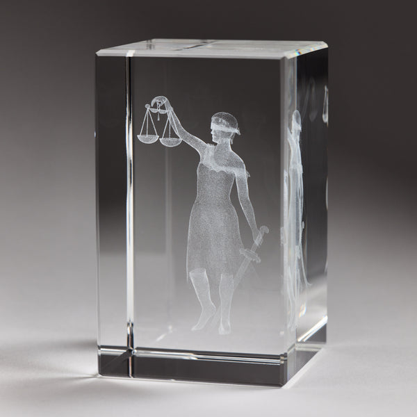 Extra large Crystal Lady Justice Paperweight