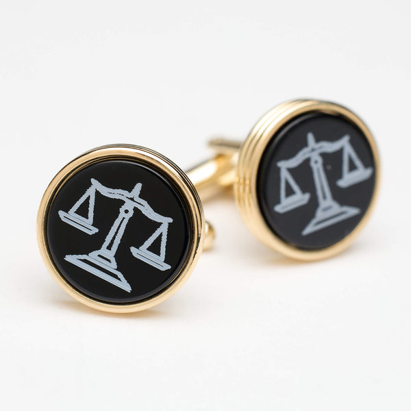 Cufflinks - Scales of Justice, Onyx and Gold