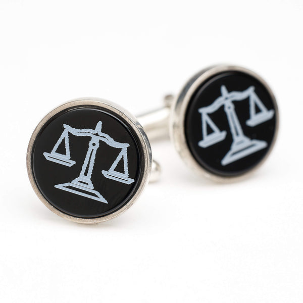 Cufflinks - Scales of Justice, Onyx and Silver