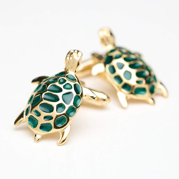Cufflinks - Turtle, Green Enamel