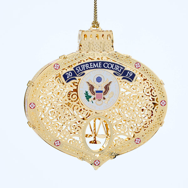 2019 Ornament, Vintage Teardrop with Scales of Justice