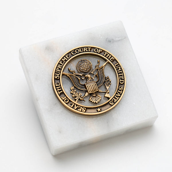 3" x 3" Seal on White Marble Paperweight