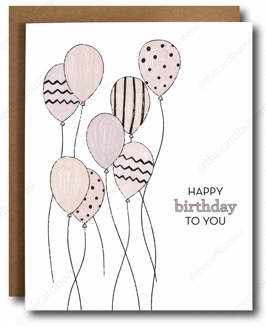 Pink Birthday Balloons Card