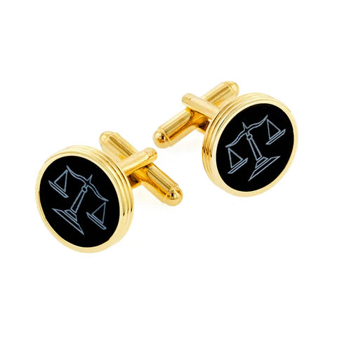 Cufflinks - Scales of Justice Engraved on Onyx